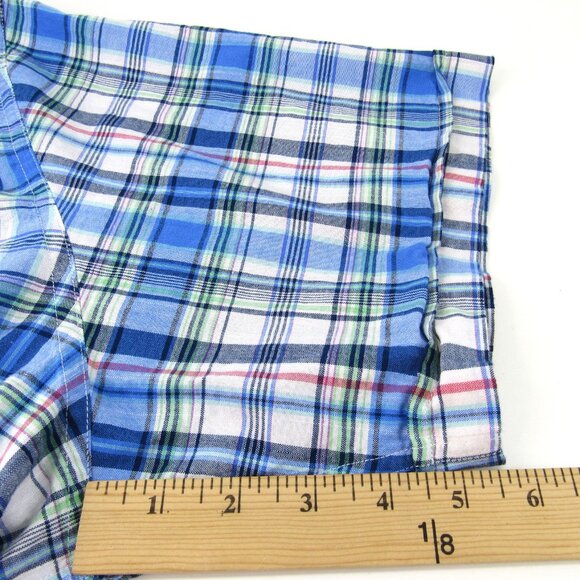 IZOD Saltwater Dockside Blue Plaid Chambray Short Sleeve Button Up Shirt 2XL - Picture 8 of 12